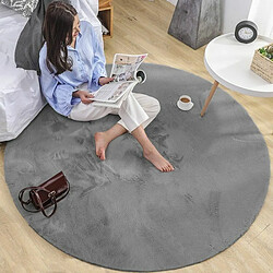 Tapis rond ? moelleux à poils longs ? Tapis décoratif pour salon, chambre à coucher, chambre d'enfant, salle à manger de qualité supérieure et doux (gris, Ø 80 cm)