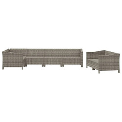 Acheter Maison Chic Salon de jardin 7 pcs + coussins - Mobilier/Meubles de jardin - Table et chaises d'extérieur Gris Résine tressée -MN23833