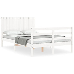 Maison Chic Lit adulte - Cadre Structure de lit avec tête de lit Contemporain blanc 120x200 cm bois massif -MN62314