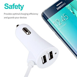 Acheter Wewoo Chargeur voiture blanc pour Galaxy, Sony, Lenovo, HTC, Huawei, et autres Smartphones 3.1A Dual Ports Android de intelligente filaire,