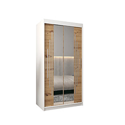 Abiks Meble Armoire YORK 1 À Portes Coulissantes 200/100/62 2 Portes (Blanc/Artisan)