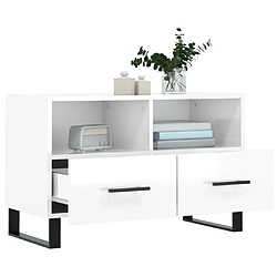 Acheter Maison Chic Meuble TV scandinave - Banc TV pour salon Blanc brillant 80x36x50 cm Bois d'ingénierie -MN55296