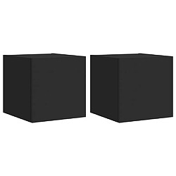 vidaXL Meubles TV muraux avec lumières LED 2 pcs noir 30,5x35x30 cm