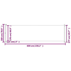 vidaXL Auvent latéral rétractable de patio 180x600 cm Crème pas cher