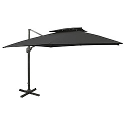 Maison Chic Parasol Jardin | Parasol déporté avec double toit 300x300 cm noir - GKD38692