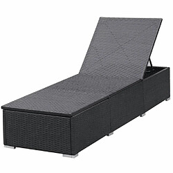 Avis vidaXL Chaises longues avec coussins lot de 2 Résine tressée Noir