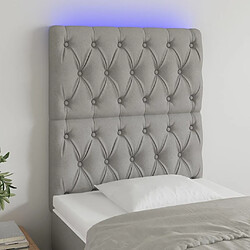 Maison Chic Tête de lit scandinave à LED,meuble de chambre Gris clair 80x7x118/128 cm Tissu -MN41752