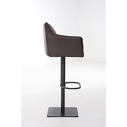 Avis Decoshop26 Tabouret de bar chaise haute de comptoir couture carrées assise en PVC marron cadre en métal noir 10_0004674