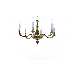 Lumière Chandelier sans abats jours Sandringham Laiton poli 6 ampoules 40cm