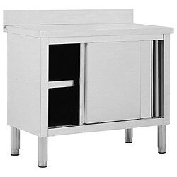 Acheter Helloshop26 Table de travail avec portes coulissantes armoire de stockage de cuisine armoire de rangement restaurant hôtel cantine 100 cm acier inoxydable 02_0001898