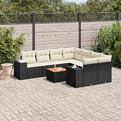 Maison Chic Salon de jardin 9 pcs avec coussins | Ensemble de Table et chaises | Mobilier d'Extérieur noir résine tressée -GKD78183