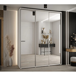 Abiks Meble Armoire à portes coulissantes Davos 2 H235.2 x L190 x P45 3 portes coulissante (Blanc/Blanc/Argent)