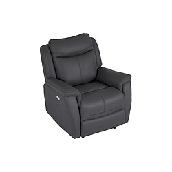 Acheter Vente-Unique Fauteuil relax électrique en cuir de vachette gris anthracite NOMAJO