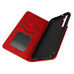 Avizar Etui Folio Samsung Galaxy S22 Plus Porte Carte Simili Cuir Daim rouge