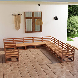 Maison Chic Salon de jardin 11 pcs - Table et chaises d'extérieur - Mobilier/Meubles de jardin Moderne marron miel bois de pin massif -MN14324