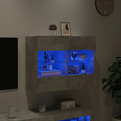 Acheter Maison Chic Meuble TV mural, Banc TV avec lumières LED pour salon, Meuble de rangement gris béton 78,5x30x60,5 cm -GKD99216