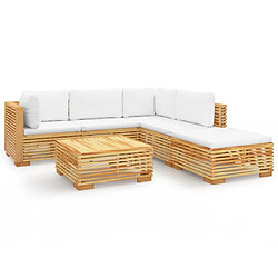 Maison Chic Salon de jardin 6 pcs + coussins - Mobilier/Meubles de jardin - Table et chaises d'extérieur Bois de teck solide -MN40852