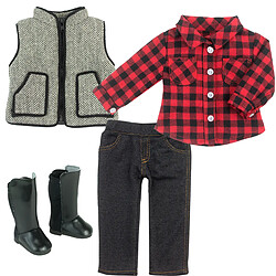 Teamson Kids Sophia’s 4 PCS 18 "Doll Colded Chemit, Country Gilet & Jeggings avec des bottes