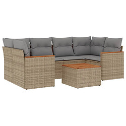 Maison Chic Salon de jardin avec coussins 7 pcs | Ensemble de Table et chaises | Mobilier d'Extérieur beige résine tressée -GKD79514