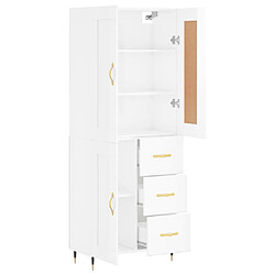 Avis vidaXL Buffet haut Blanc brillant 69,5x34x180 cm Bois d'ingénierie