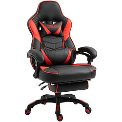 Decoshop26 Fauteuil de bureau chaise gaming repose-pieds télescopique accoudoirs coussins de renforcement en PVC noir / rouge 10_0002669