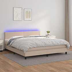 vidaXL Sommier à lattes de lit avec matelas LED Cappuccino 180x200 cm