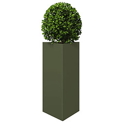 Avis vidaXL Jardinières 2 pcs vert olive triangulaire 40x34,5x70 cm acier