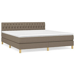 Maison Chic Lit adulte- Lit + matelas,Sommier à lattes de lit avec matelas Taupe 180x200 cm Tissu -GKD14911