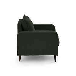 Lisa Design Albane - fauteuil en velours côtelé pieds bois foncé