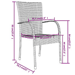 vidaXL Ensemble à manger de jardin 3 pcs Résine tressée Noir pas cher