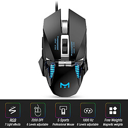 Universal Souris de gaming ergonomique Souris d'ordinateur Console de jeu Câble d'ordinateur portable Câble USB Optique Poids libre Souris de gaming professionnelle 7200dpi 1000Hz