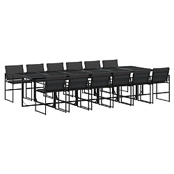 vidaXL Ensemble à manger de jardin avec coussins 13 pcs noir textilène