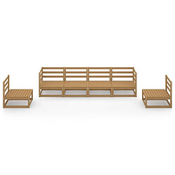 Avis Maison Chic Salon de jardin 6 pcs - Table et chaises d'extérieur - Mobilier/Meubles de jardin Moderne marron miel bois de pin massif -MN20757