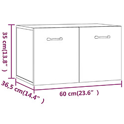 vidaXL Armoire murale Chêne fumé 60x36,5x35 cm Bois d'ingénierie pas cher