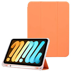 Etui en PU skin touch avec support à trois volets et porte-stylo orange pour votre Apple iPad mini (2021)