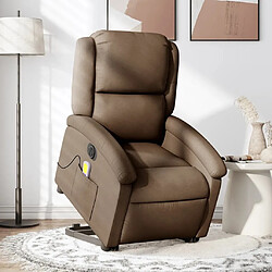 Maison Chic Fauteuil Relax pour salon, Fauteuil inclinable de massage électrique Marron Tissu -GKD23008