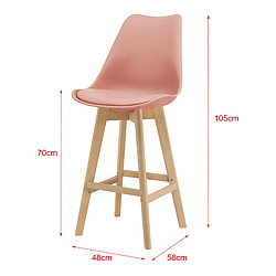 Helloshop26 Lot de 4 tabourets de bar plastique synthétique hêtre 105x48x58 cm rose 03_0008721