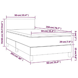 vidaXL Sommier à lattes de lit avec matelas Crème 90x200 cm Tissu pas cher