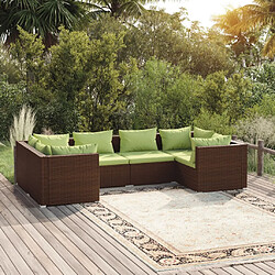 Maison Chic Salon de jardin 6 pcs + coussins - Mobilier/Meubles de jardin - Table et chaises d'extérieur Résine tressée Marron -MN95115