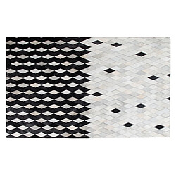 Acheter Beliani Tapis en cuir blanc et noir 160 x 230 cm MALDAN