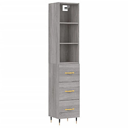 vidaXL Buffet haut Sonoma gris 34,5x34x180 cm Bois d'ingénierie