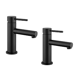 2PCS CECIPA MAX Robinet pour Lavabo de Salle de Bain, Robinet de Lavabo Noir, Mitigeur pour Salle de Bain, Eau Froide et Chaude, Hauteur 174 mm