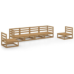 Maison Chic Salon de jardin 6 pcs - Table et chaises d'extérieur - Mobilier/Meubles de jardin Moderne marron miel bois de pin massif -MN20757