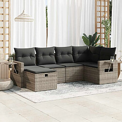 vidaXL Salon de jardin 6 pcs avec coussins gris résine tressée