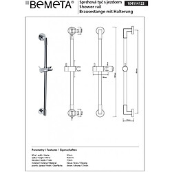 Avis Bemeta - Maison De La Tendance Rail de douche en chrome avec porte pommeau 90 cm