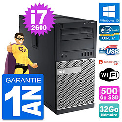 PC Tour Dell OptiPlex 9010 Intel i7-2600 RAM 32Go Disque 500Go Windows 10 Wifi - Occasion