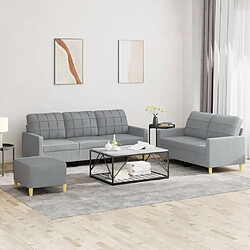 Maison Chic Ensemble de canapés 3 pcs avec coussins, Canapé droit Sofa pour Salon Gris clair Tissu -GKD378597