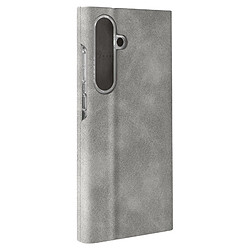 Avizar Housse pour Samsung Galaxy S24 Clapet Porte-carte Éco-cuir Nappa Gris