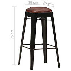 vidaXL Tabourets de bar lot de 4 noir cuir véritable pas cher