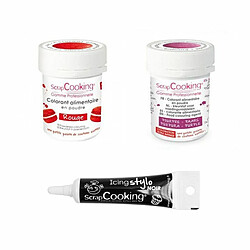 Scrapcooking 2 colorants alimentaires rouge-pourpre + Stylo glaçage noir